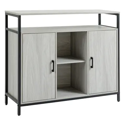 HOMCOM Modern Sideboard Storage Cabinet with Adjustable Shelves Light Grey