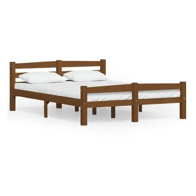 vidaXL Solid Wood Pine Bed Frame Honey Brown 140x200 cm Home Wooden Bedstead