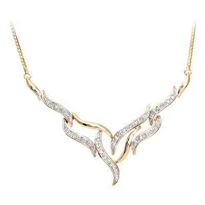 Jewelco London 9ct Yellow Gold Round 17pts Diamond Fire Wings Lavalier Necklace inch 46cm - PNEA