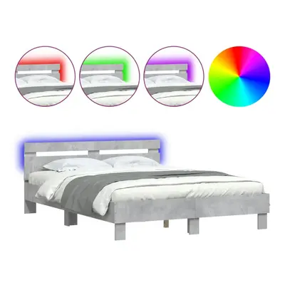 (concrete grey, x cm) vidaXL Bed Frame with Headboard and LED Bed Base Bedstead Matress Foundati