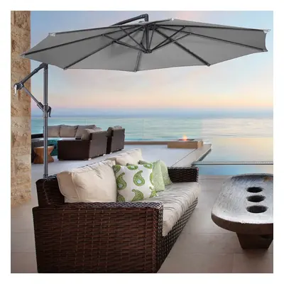 (Light Grey) Garden Banana Parasol Cantilever Umbrella 3M