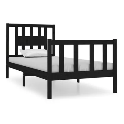 (black, x cm) vidaXL Bed Frame with Headboard Solid Wood Pine Bed Base Mattress Foundation