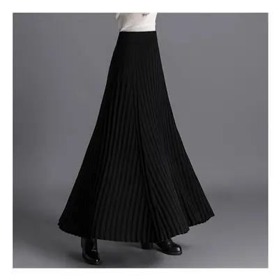 High Waist Casual Striped Knitwear Maxi Skirts Woman Winter Ladies Knitted Sweater Skirt Long