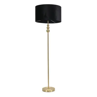 ValueLights Marissa Black Velvet Shade with Gold Stacked Floor Lamp