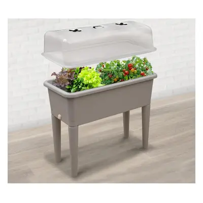 (Grey) Raised Bed Grow Table- With Grow Lid & Self Watering System