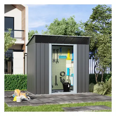 Grey Galvanized Steel Acrylic Garden Outdoor Storage Shed