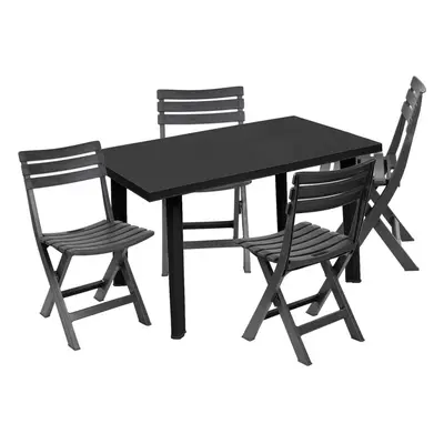 Outdoor Rectangle Anthracite Garden Dining Table & Chair Furniture Set