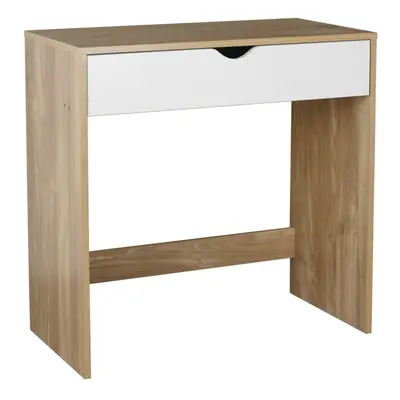 (Oak Table & White Drawers) Drawer Dressing Table Wooden Work Desk Furniture