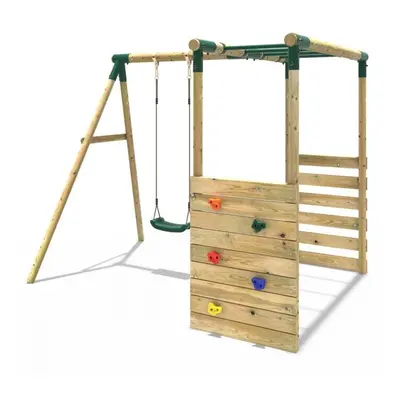 (Monkey Bars - Solar, Green) Rebo Wooden Children's Garden Swing Set with Monkey Bars