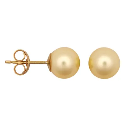 Jewelco London Ladies 9ct Yellow Gold Creamy Gold Round Akoya Cultured Pearl Full Moon Stud Earr