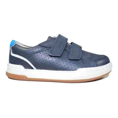 (12 (Children's)) Fawn Solo Kids Navy Leather Childrens Rip Tape Shoes