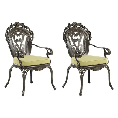 Set of Garden Chairs with Cushions SAPRI Metal Dark Brown