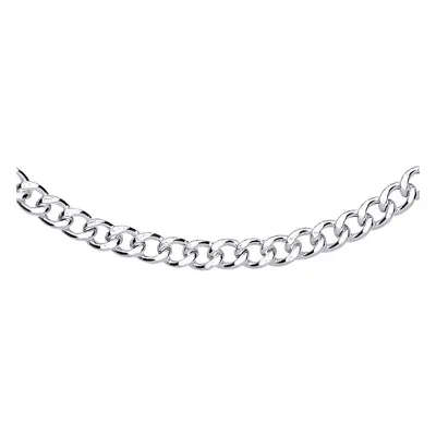 Jewelco London Rhodium Plated Sterling Silver Diamond-cut Curb Link Chain Ankle Bracelet 4mm 1.5