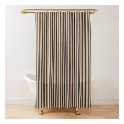 Shower Curtains Black And Beige Stripped Pattern for Bathroom Decor 72x72 inches