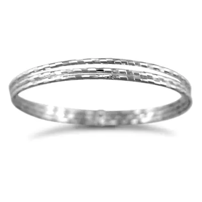 Jewelco London Rhodium Silver strand D/C Slave Bangle - Ladies - ABG005