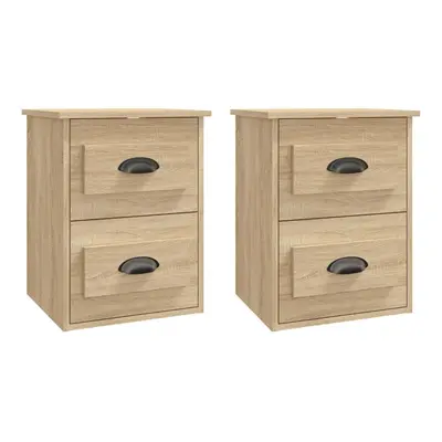 (sonoma oak, pcs) vidaXL Wall-mounted Bedside Cabinets Floating Storage Cabinets Hanging Cabinet