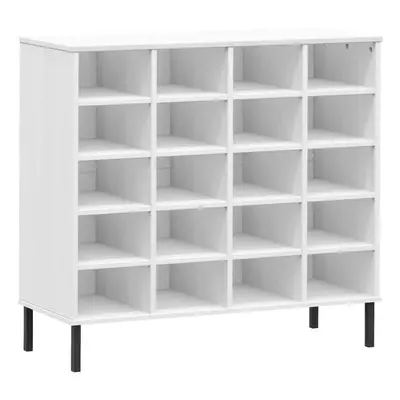 (white) vidaXL Shoe Rack with Metal Legs Shoe Shelf Rack Shoe Cabinet OSLO Solid Wood