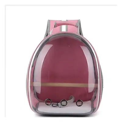 (Pink) Pet Cat Parrot Bird Carrier Travel Breathable Transparent Space Capsule Backpack