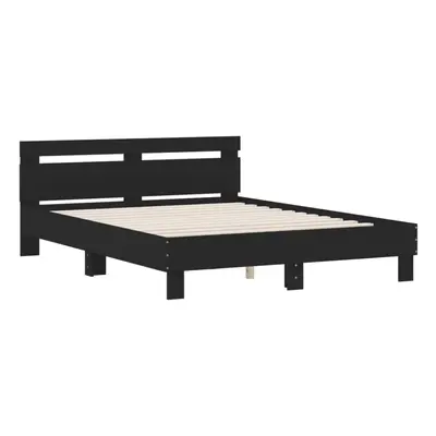 (black, x cm) vidaXL Bed Frame with Headboard Bed Base Mattress Foundation Engineered Wood