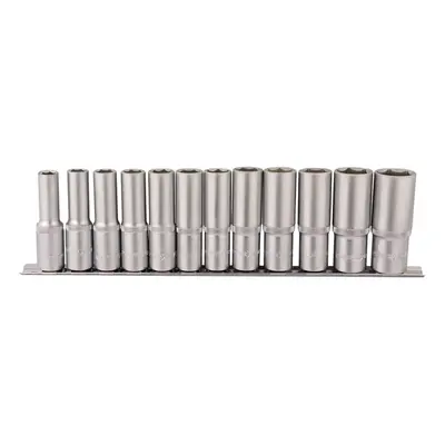 Deep Socket Set on Metal Rail, 1/2"" Sq. Dr. (12 Piece)