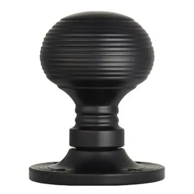 PAIR Round Textured Mortice Door Knob 52mm Dia Matt Black Beehive Knob