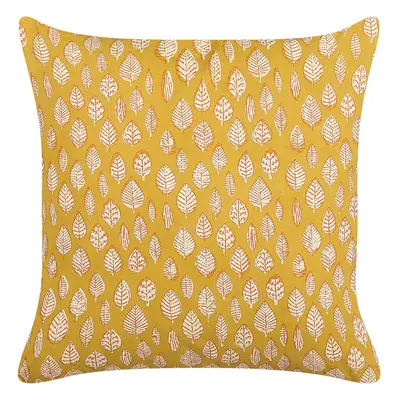 Cotton Cushion Leaf Pattern x cm Yellow GINNALA