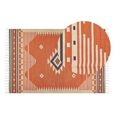 Cotton Kilim Area Rug x cm Orange GAVAR