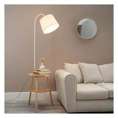 ValueLights Crowther Light Wood Side Table Shelf Tripod Floor Lamp