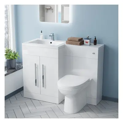 Aric mm Shape WC LH Vanity Suite Unit BTW Toilet White Square