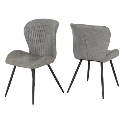 Seconique Quebec Chair in Grey Faux Leather Sold 4PC, W 51cm x D 62cm x H 90.5cm