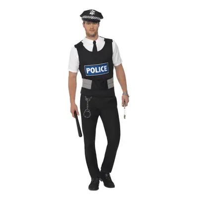 Smiffy's Men's Policeman Instant Kit, Vest, Mock Shirt, Hat And Handcuffs, - kit policeman insta