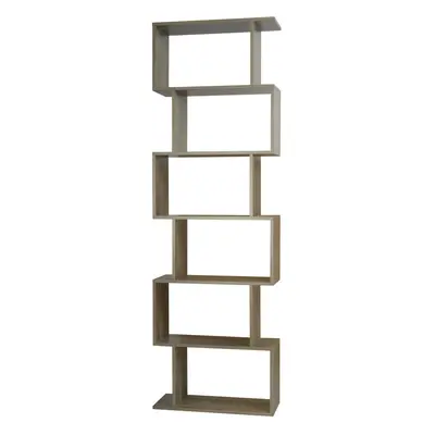 (Oak, Tier) Wooden S-Shaped Display Bookcase Storage Divider