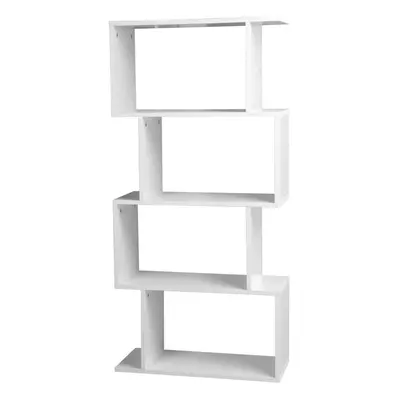 (White, Tier) Wooden S-Shaped Display Bookcase Storage Divider