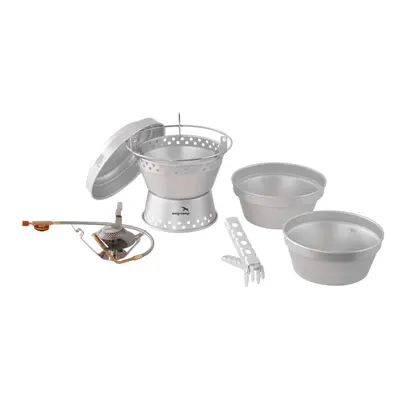 Easy Camp Camping Cooker and Stove Set Pot Pan Kettle Cook Set Storm Silver