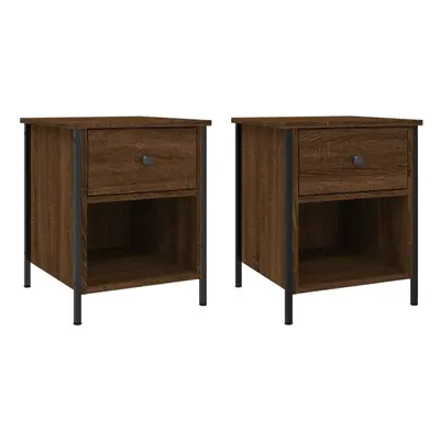 (brown oak, pcs) vidaXL Bedside Cabinets Nightstand Bed Table pcs Sonoma Oak Engineered Wood