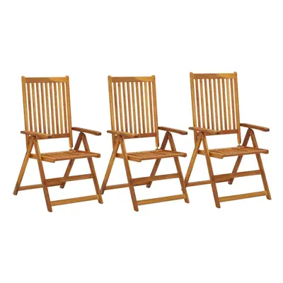 vidaXL 3x Solid Acacia Wood Garden Reclining Chairs Outdoor Seating Furniture