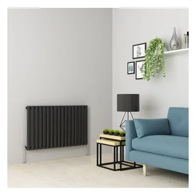 (600 x 1004mm Single, Anthracite) Oval Tube Designer Radiator