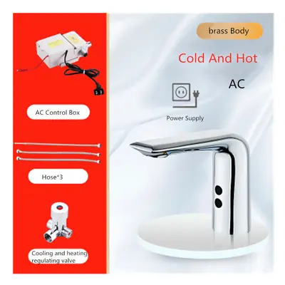 (AC Power - Hot and Cold) Sensor Faucet Automatic Hand-Free Infrared Sensor Sink Faucet Hot Cold