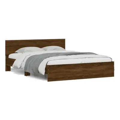 (brown oak, x cm) vidaXL Bed Frame with Headboard Bedroom Bed Base Mattress Foundation Bedstead