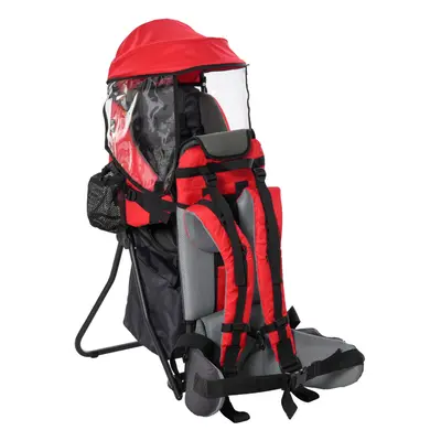 HOMCOM Baby Hiking Backpack Carrier w/ Detachable Rain Cover for Toddlers Red