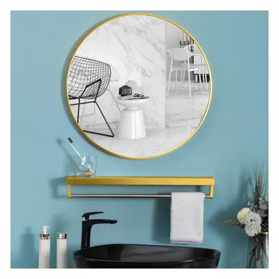 (Gold 60CM) Slim Frame Round Mirror