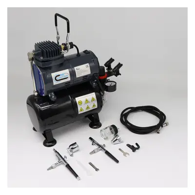 Switzer Double Action Airbrush Kit + Compressor With Tank AS186 Paint Nail Tatoo