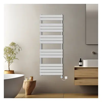 (Chrome, 1600x600mm) Pre-filled Electric Heated Towel Rail Radiator Flat Panel Thermostatic