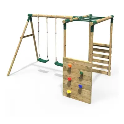 (Monkey Bars - Venus, Green) Rebo Wooden Children's Garden Swing Set with Monkey Bars