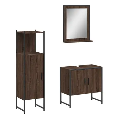 vidaXL Bathroom Cabinet Set Piece Sink Cabinet Brown Oak Engineered Wood