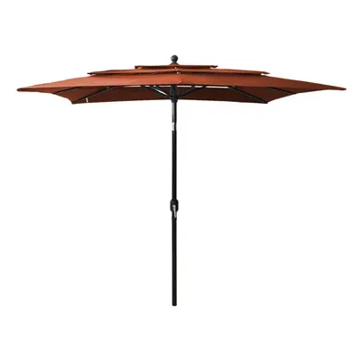 vidaXL 3-Tier Parasol with Aluminium Pole Terracotta Patio Sunshade Cover