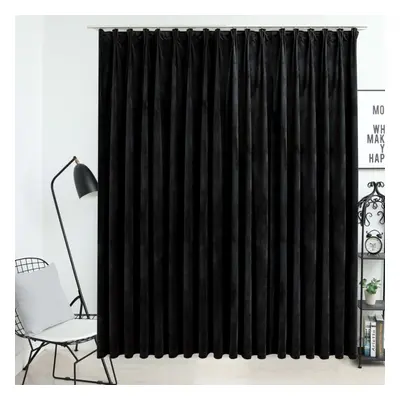 vidaXL Blackout Curtain with Hooks Velvet Black Blind Drapery Window Curtain