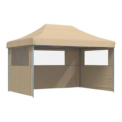 (beige, with sidewalls) vidaXL Foldable Party Tent Pop-Up with Sidewalls Patio Gazebo Canopy She