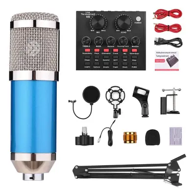 (Blue & Silver) Broadcasting Studio Recording Condenser Microphone Kit