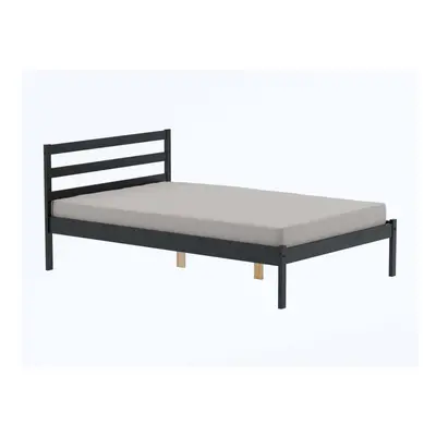 Black Double Bed Frame 4FT6 Bedstead Birlea Luka Solid Pine Traditional Design